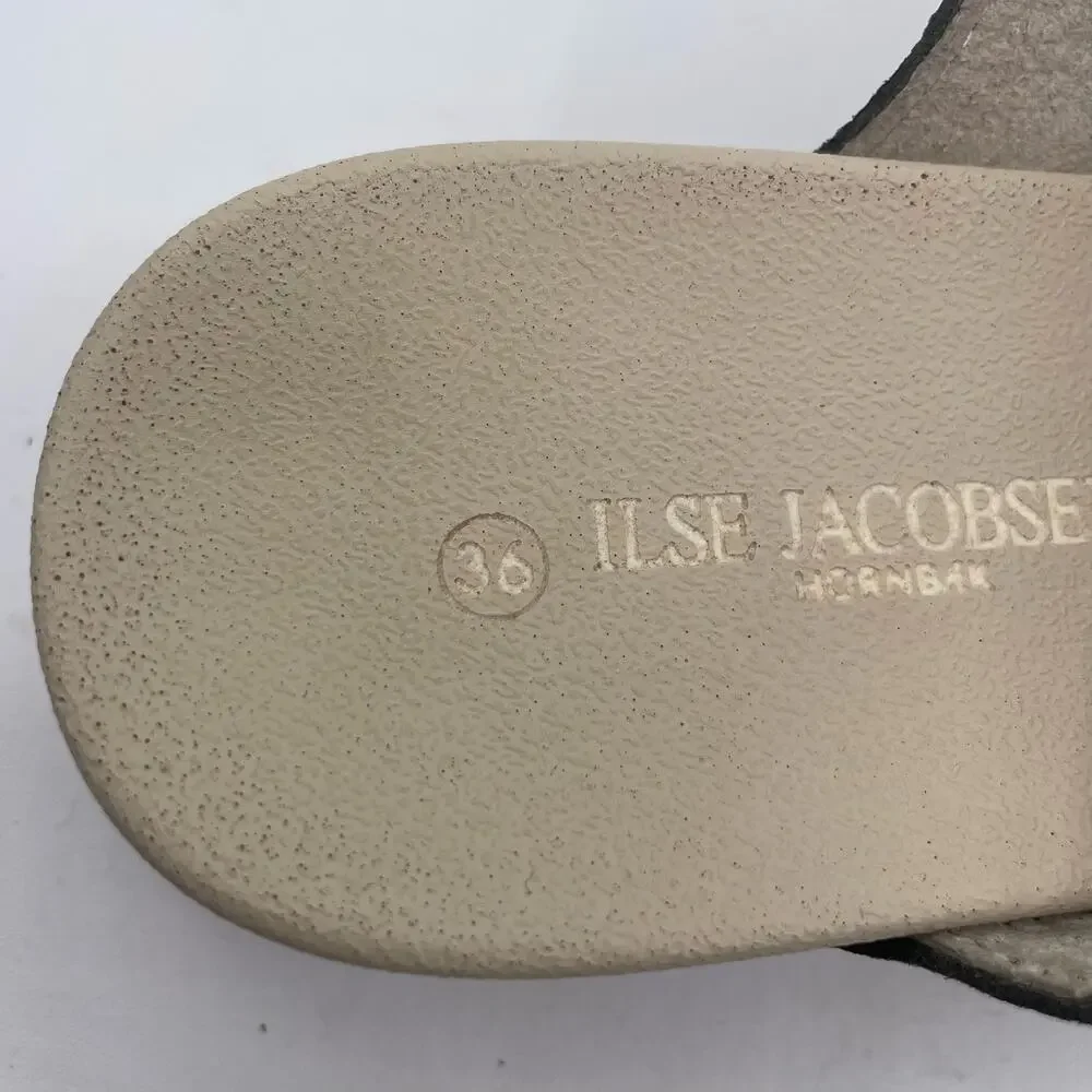 Isle Jacobsen Hornbaek Tulip Platform Sandals Leopard Print Slides Womens 36 6